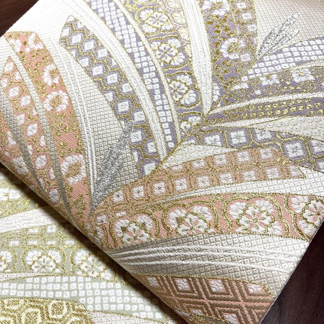 正絹　袋帯《生成り　大王松》