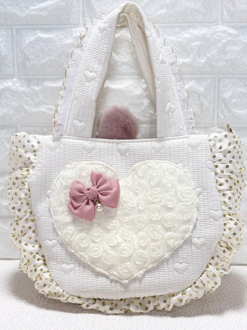 ゆ*ら様 コヤンイサムチョン ハンドメイド ギャザーバッグ白 ルミ