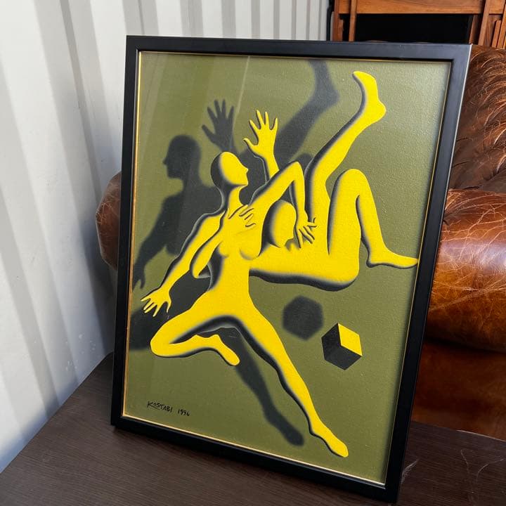 激レア！コレクションマークコスタビンCOSTABI 版画 絵画 一点物 1996 マーク・コスタビ画集 ビデオ・レンタル・ストアが閉っていて、悲しい