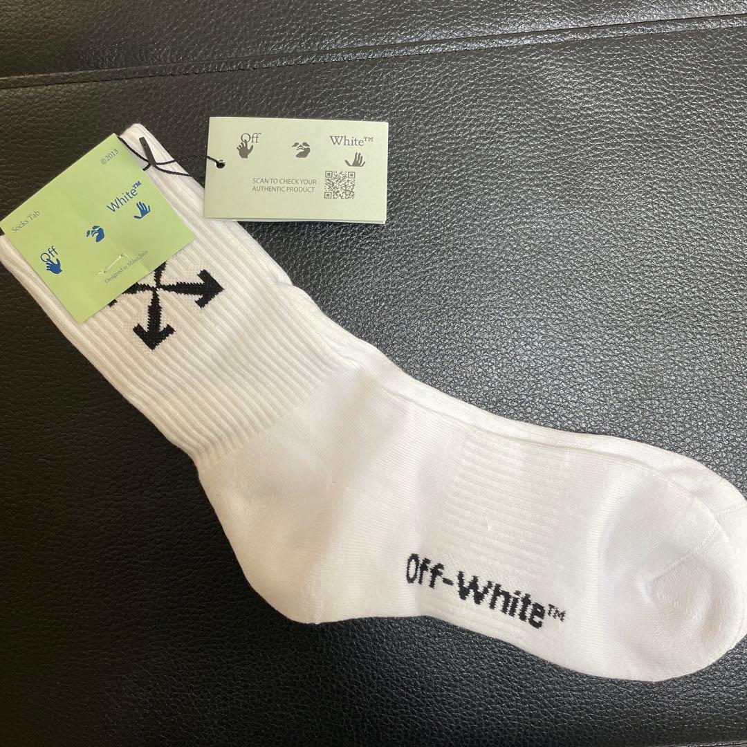 新品 off-white オフホワイト ソックス 靴下 ホワイト - メルカリ