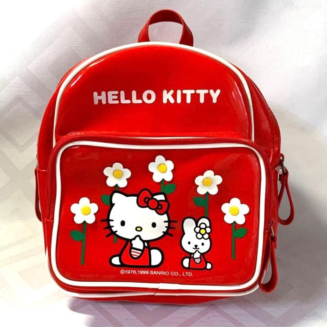 希少 昭和レトロ ハロー キティ リュック 赤 エナメル サンリオ キテイ