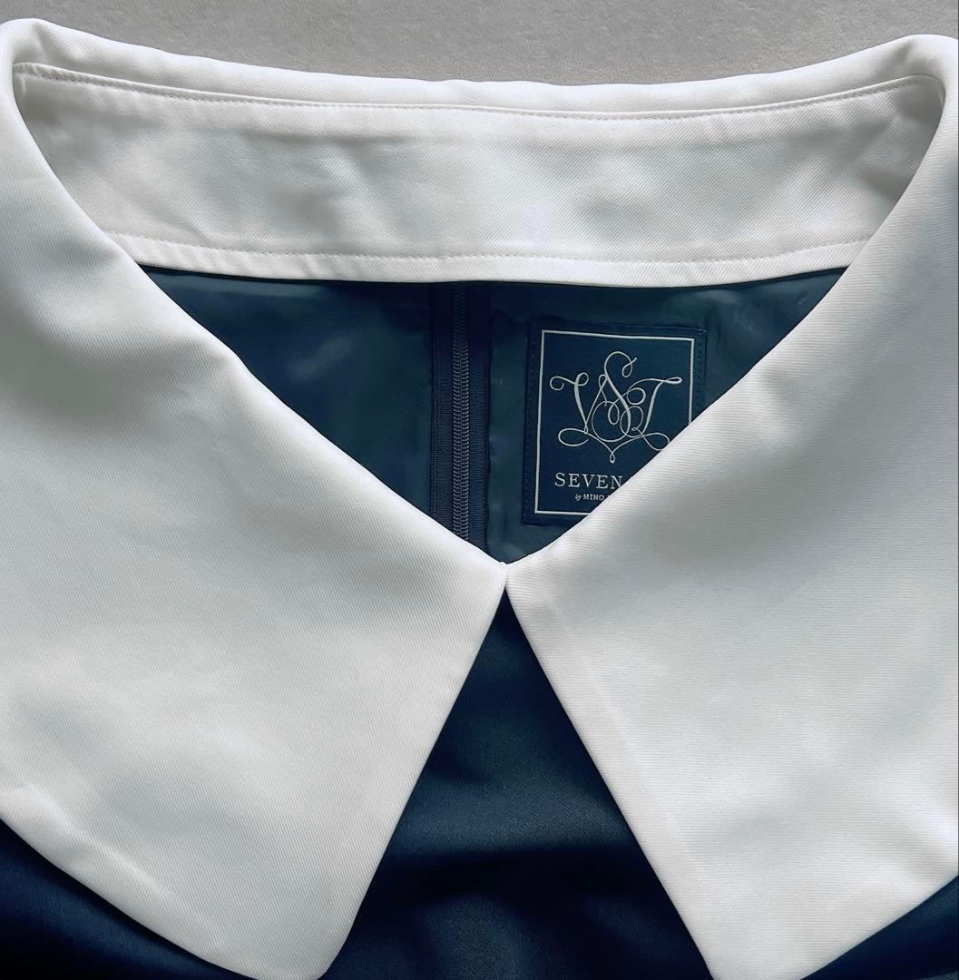 SEVEN TEN】セブンテン ビッグカラーブラウス ネイビー - メルカリ