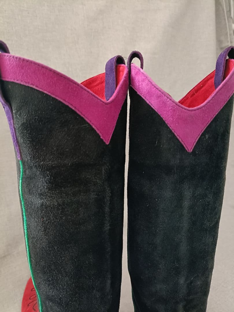 ヴィンテージ 80年代 カラフルスエード ウエスタンブーツ 22〜22.5cm