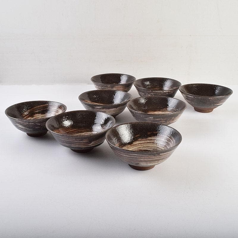 茶道具 兎月窯 杉浦芳樹 刷毛目 数茶碗 八客 時代箱付 V