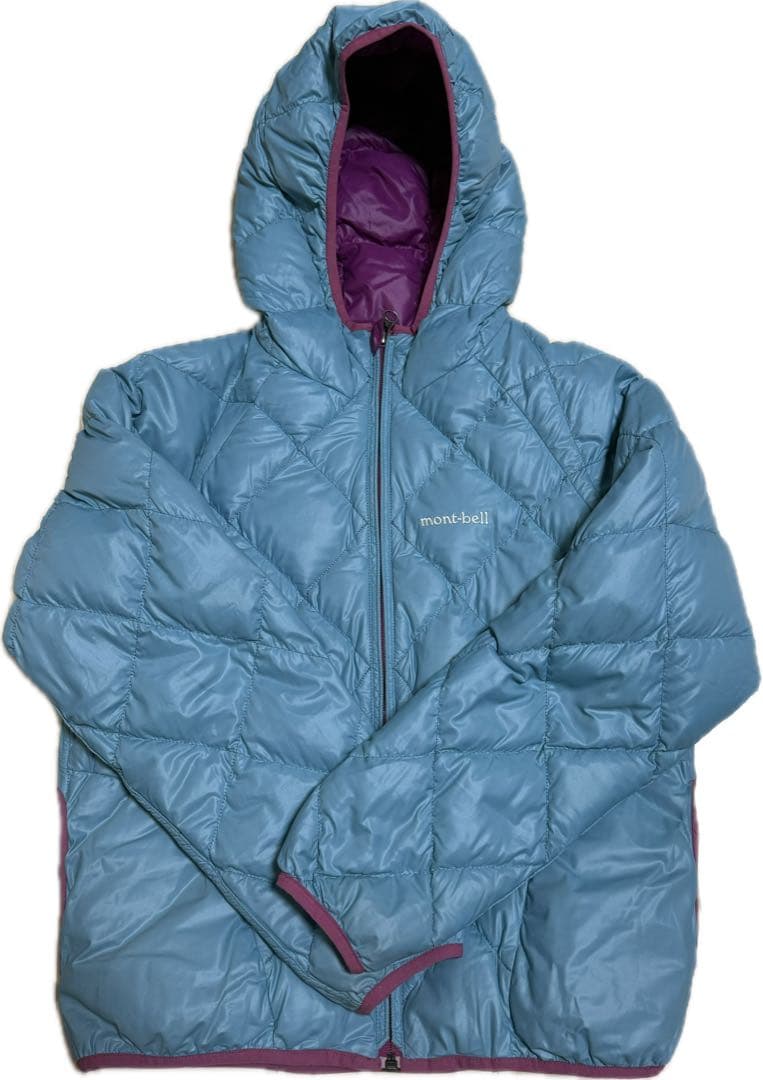 mont-bell ダウンジャケット キルティング リバーシブル 水色/紫