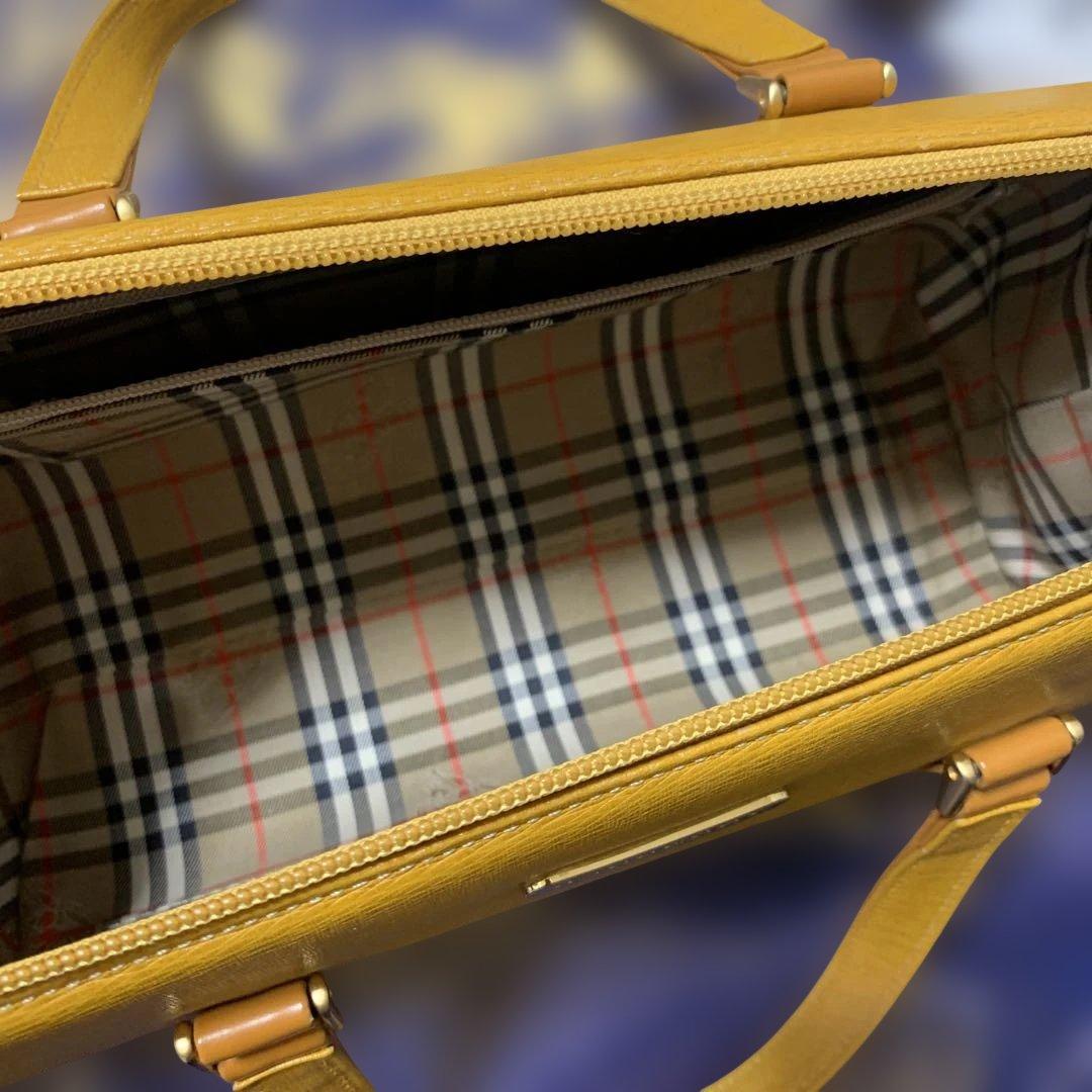 Burberryバーバリー/ノバチェック本革ドラムバッグ/ハンドバッグ