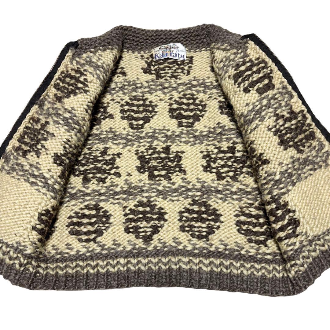 KANATA カナタ カウチンニット ジップアップ タロン ゴールド金具 L