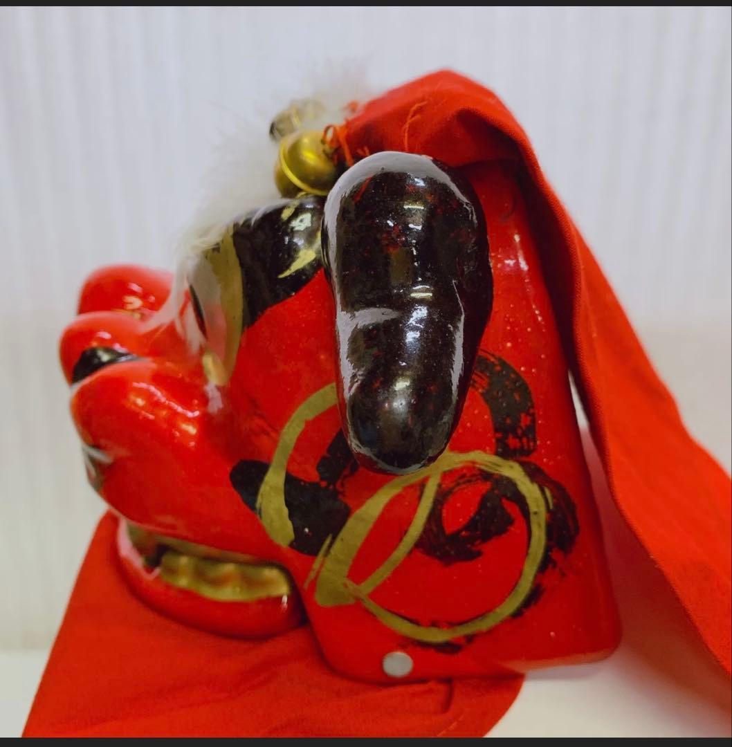 希少 手獅子 日本舞踊 小道具 獅子舞 赤獅子 舞手獅子 獅子頭 縁起物