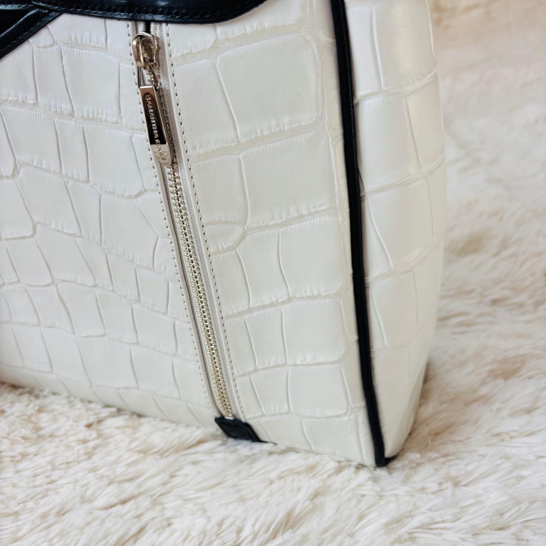 Samantha KINGZ クロコダイル ホワイト ビジネスバッグ A4