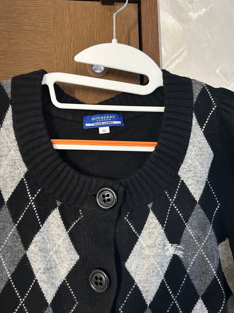 バーバリーブルーレーベル ニットワンピース アーガイル柄 カシミヤ混