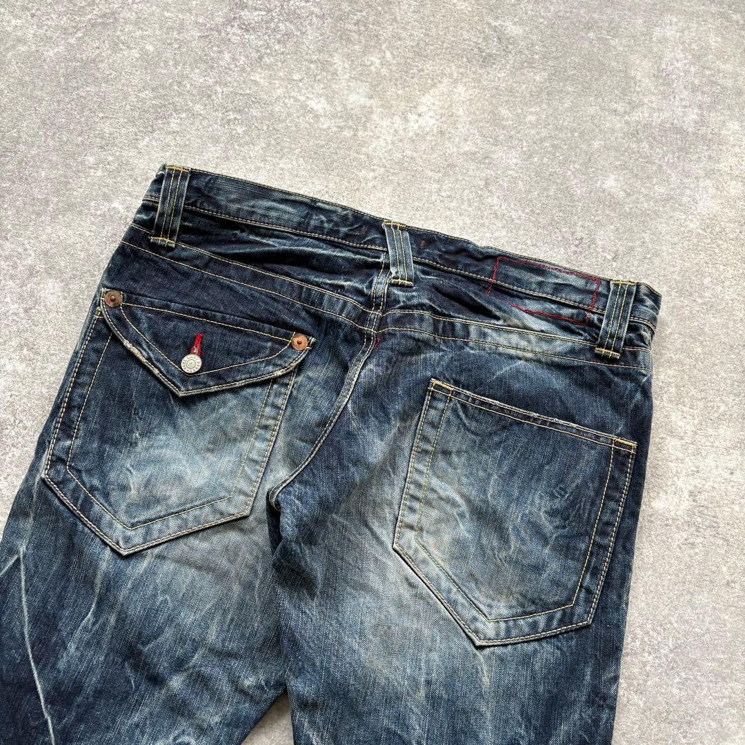 BLUE WAY】 ブルーウェイ 鬼ヒゲ フレアデニムパンツ ジーンズ Y2K