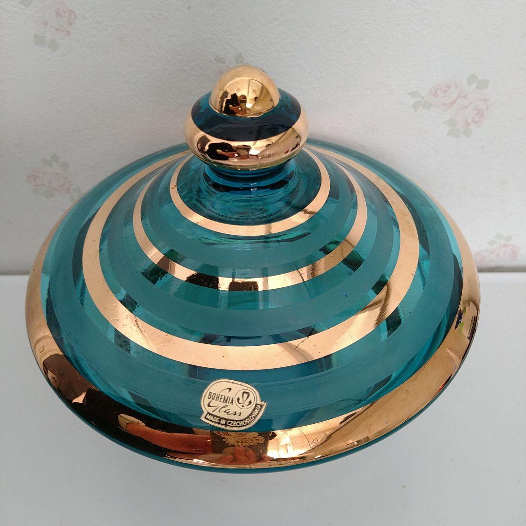 昭和レトロ ボヘミアガラス チェコスロバキア ガラス容器 小物入れ