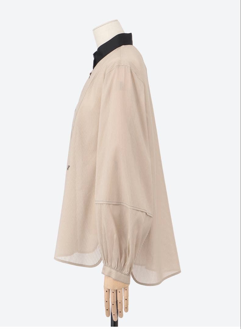 ebure Ron Hermanシルクコットンスルーストライプ ブラウス