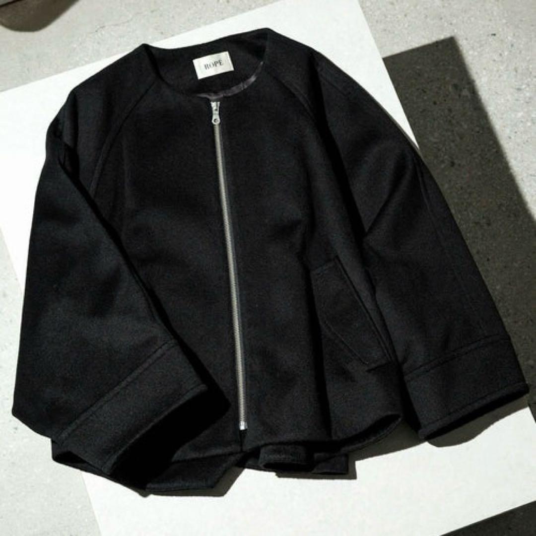 ROPE ロペ 24AW プレミアムカシミヤ ジップブルゾン 黒 ブラック