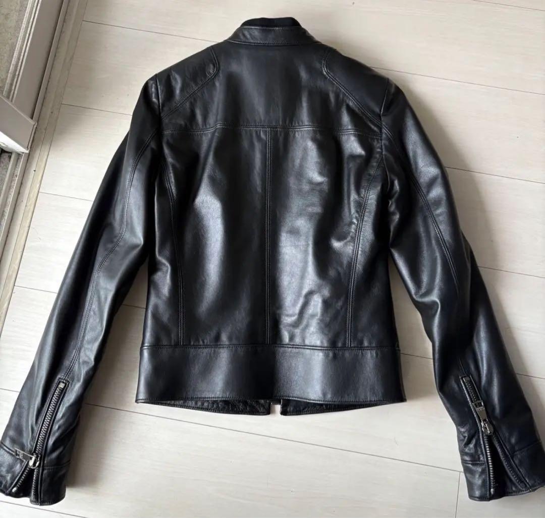 Dolce & Gabbana ブラックレザーシングルライダースジャケット36