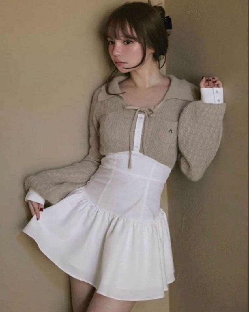 ANDMARY Tess blouse mini dress beige - メルカリ