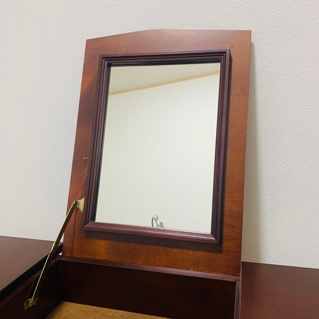 英国風 木製ドレッサー 鏡付 アンティーク 猫脚 デスク テーブル ブラウン