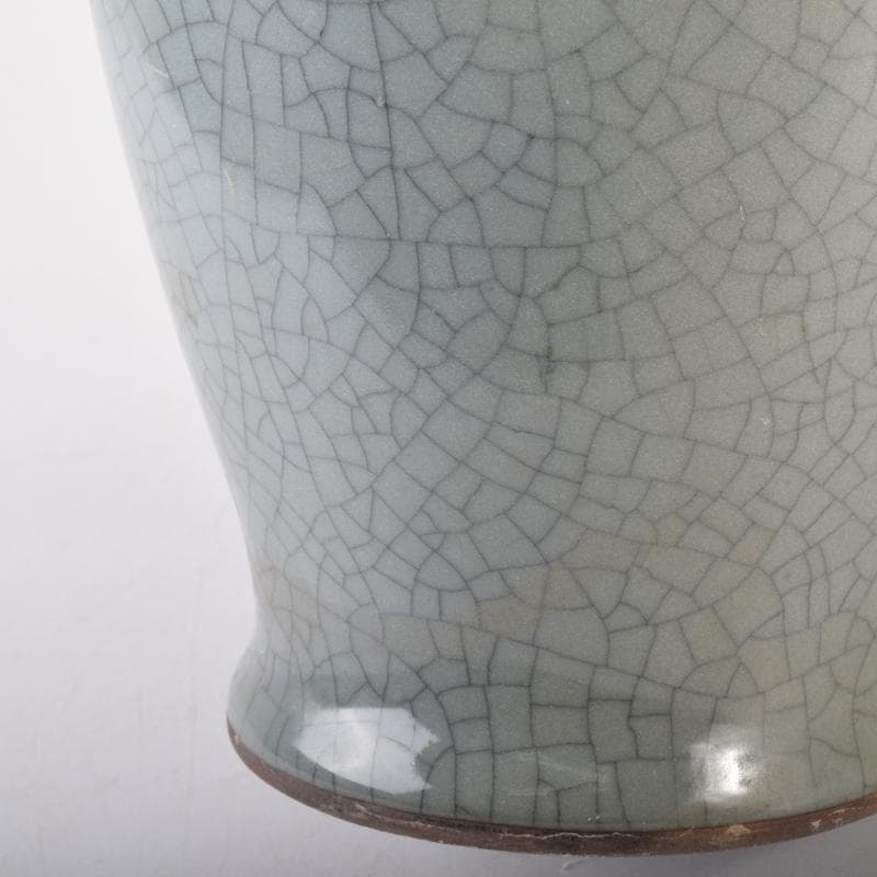 中国 南宋 官窯 青磁 金糸鉄線 貫耳双耳瓶 C 7058A