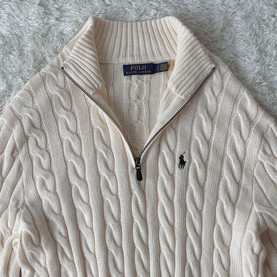 美品】ポロラルフローレン ハーフジップ ケーブルニット ポニー刺繍24
