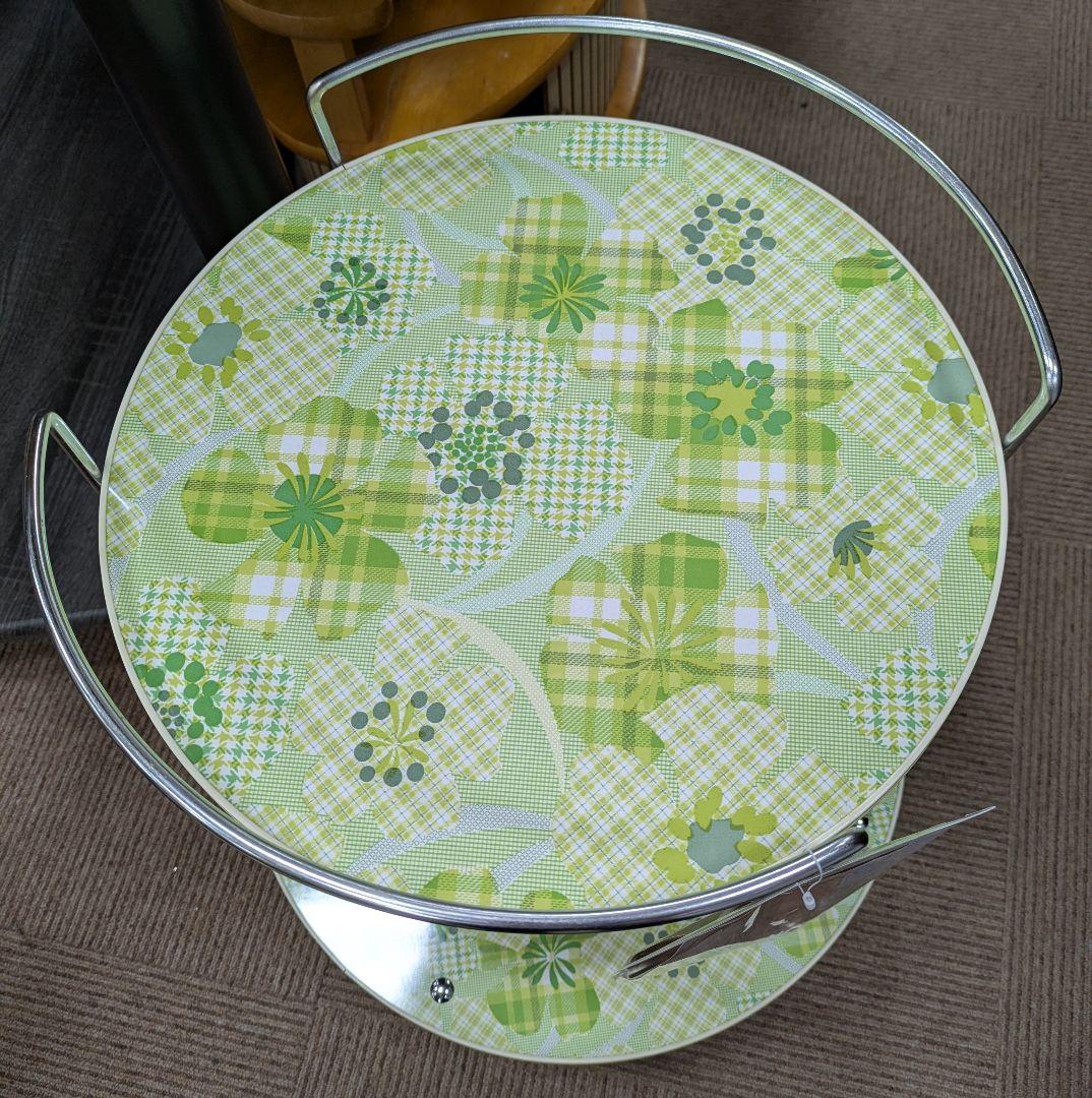 花柄 昭和レトロ レトロポップなキッチンワゴン サイドテーブル 緑 訳