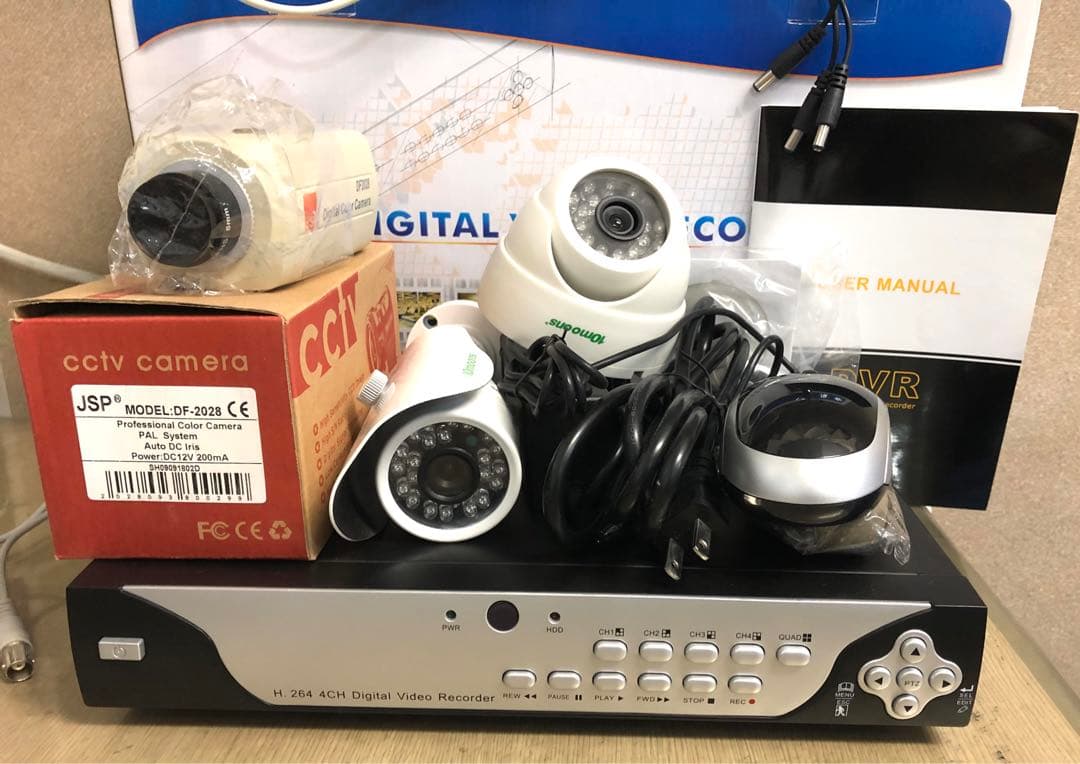 訳あり品】 アナログ 防犯カメラ3台 DVR セット 新古品 1TB HDD付