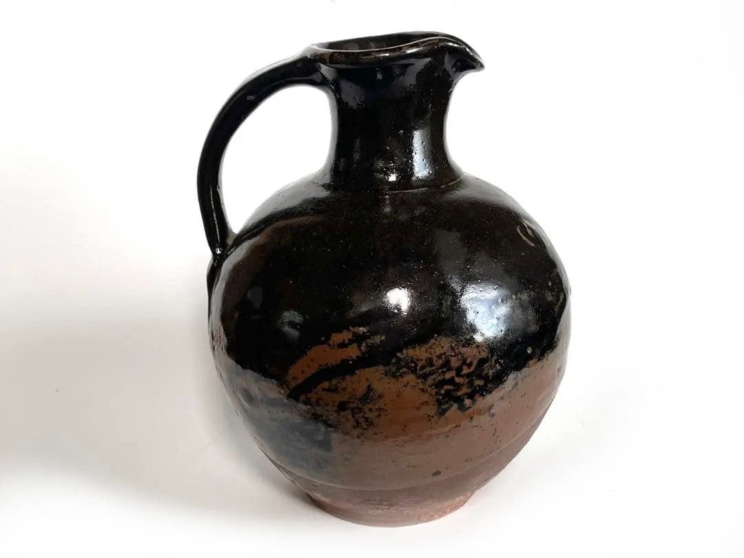 陶芸家 人間国宝 濱田庄司 浜田庄司 ？黒釉 水次 水注 ピッチャー ポット