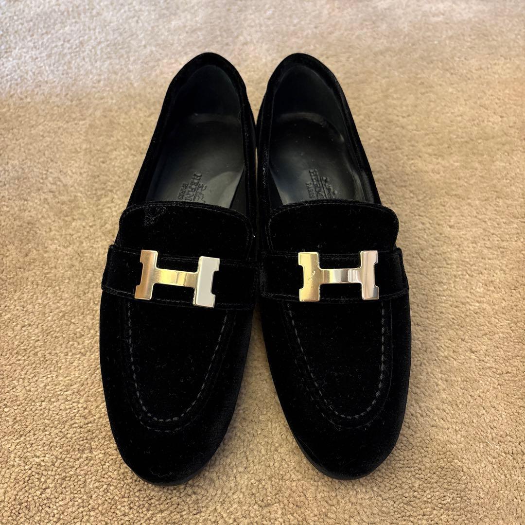 エルメス モカシン 34サイズ 黒 ベロア 新品未使用 ueda-shopping_m2506-07-802520rm