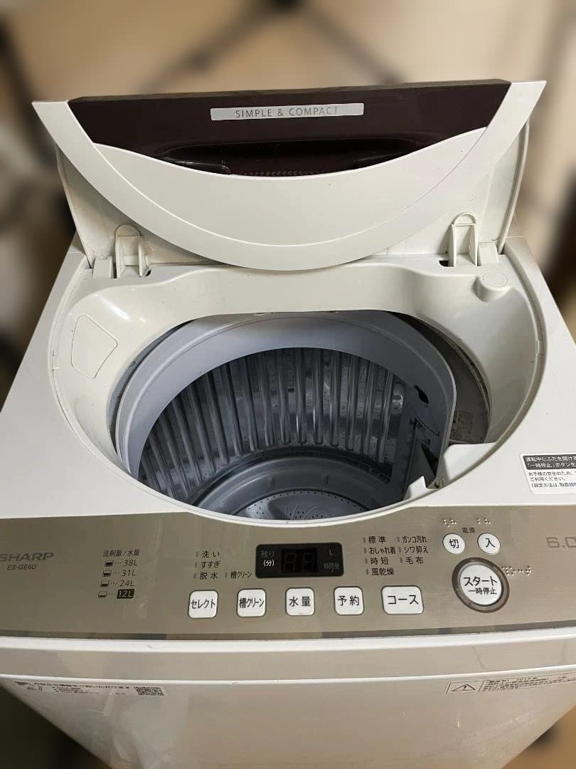 【送料込み】SHARP 洗濯機 ES-GE6D-T 6.0kg 2019年製
