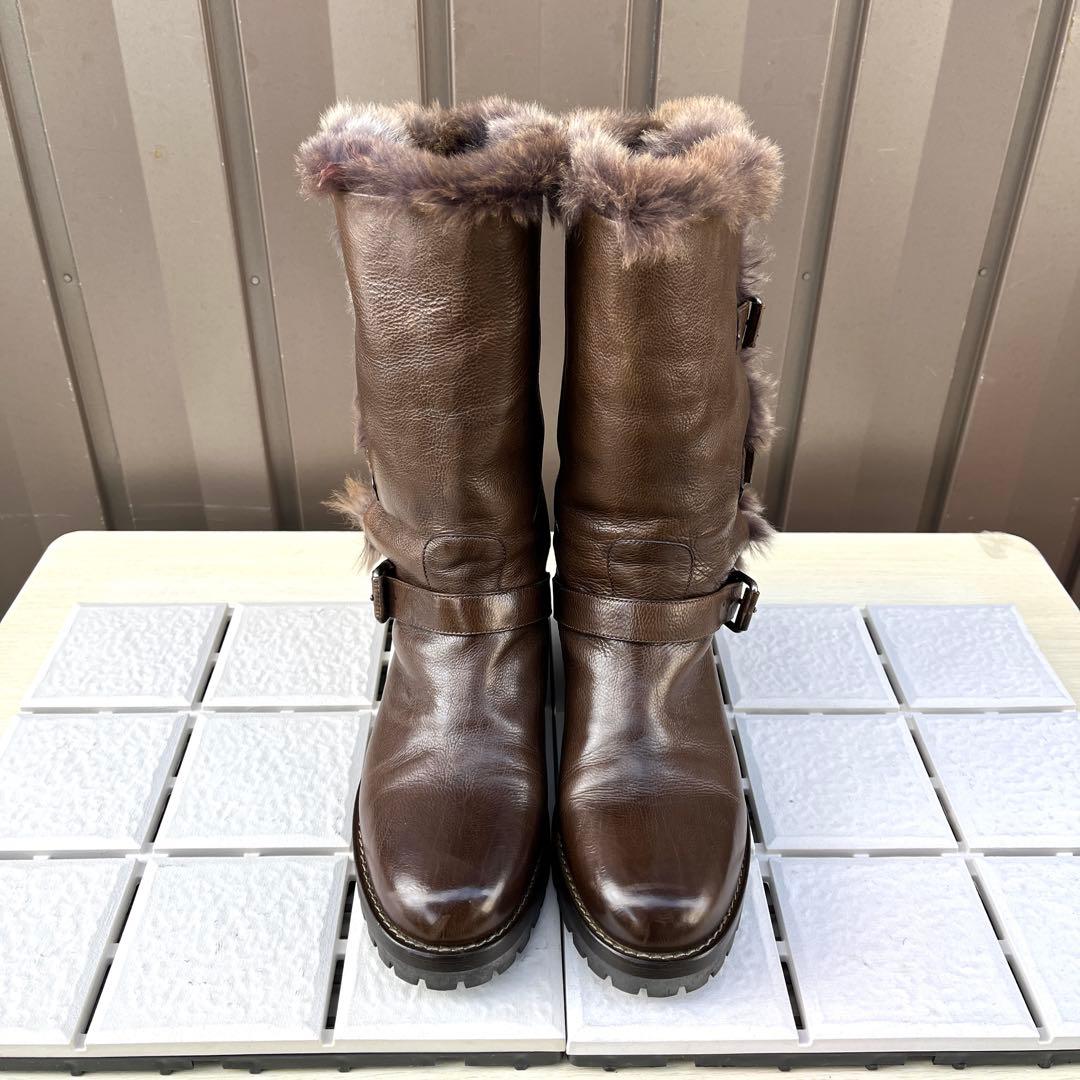 37 SARTORE エンジニア ブーツ ブラウン ファー ボア 24 - メルカリ