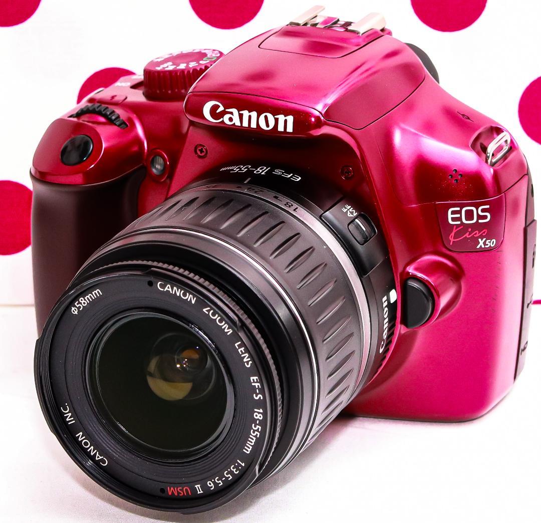 Canon kiss x50♡希少レッドカラー♡エントリー向け♡スマホに転送♡