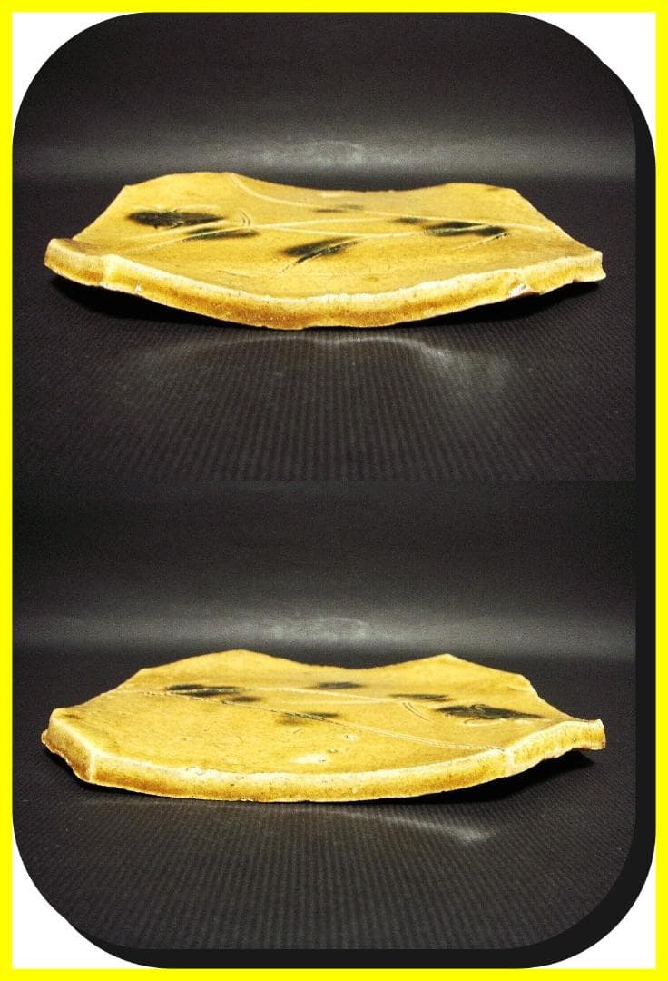 ma602⑤『黄瀬戸 菖蒲 隅切皿』＊ /骨董品 古美術 アンティーク 古玩