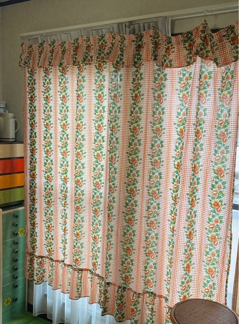 花柄 カーテン 昭和レトロ レトロポップ 当時物 インテリア - メルカリ