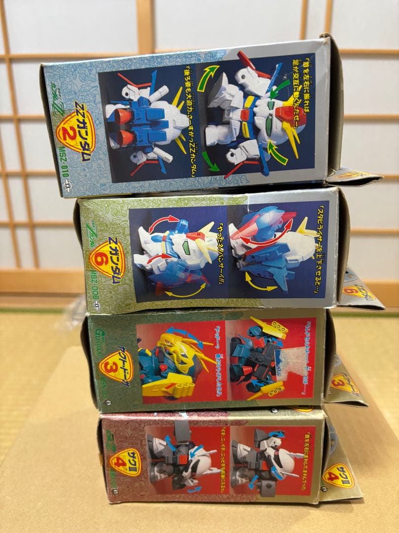 当時物】元祖SDガンダム初期4体セットΖ／ZZ／ザクIII／ヤクト 箱・説
