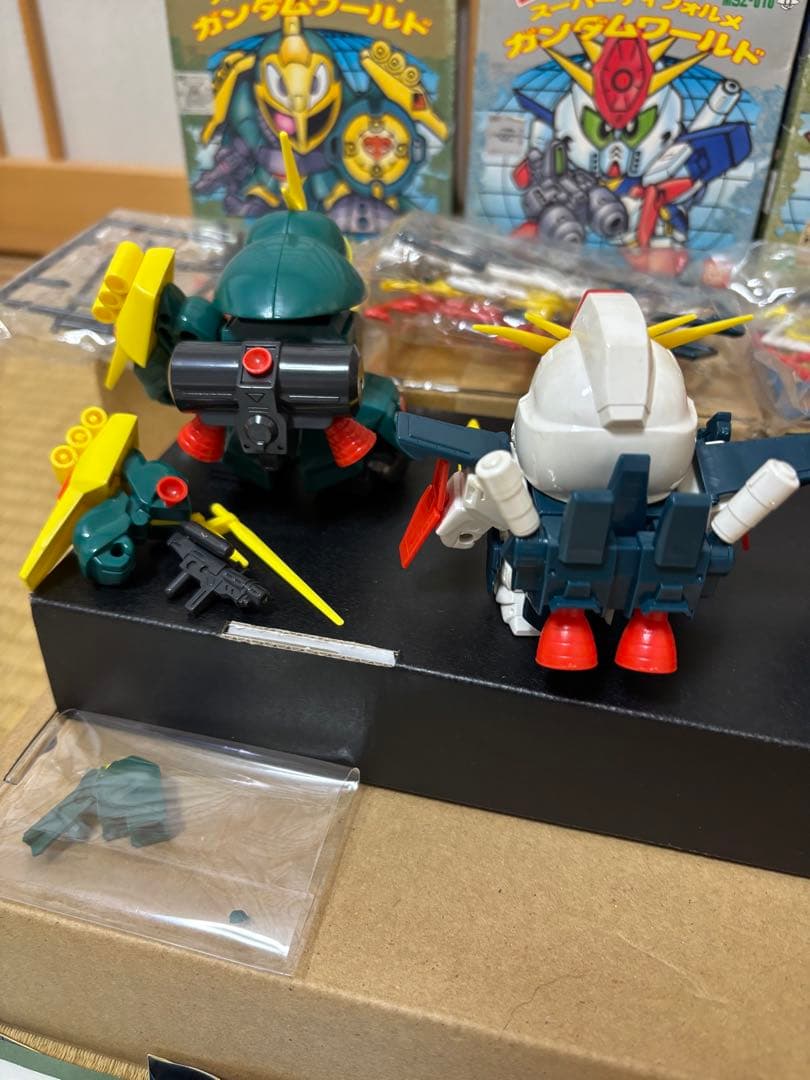 当時物】元祖SDガンダム初期4体セットΖ／ZZ／ザクIII／ヤクト 箱・説