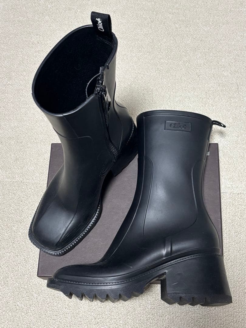 Chloé 37 ブラック 長靴・レインブーツ Bettyレインブーツ 黒 - Chloé