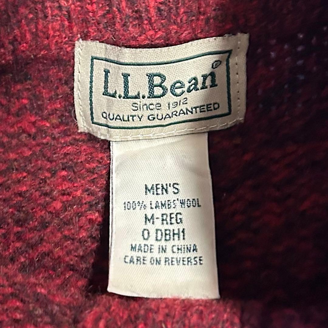 90s L.L.Bean ハーフスナップ ラムウール100 ニット レッド 古着
