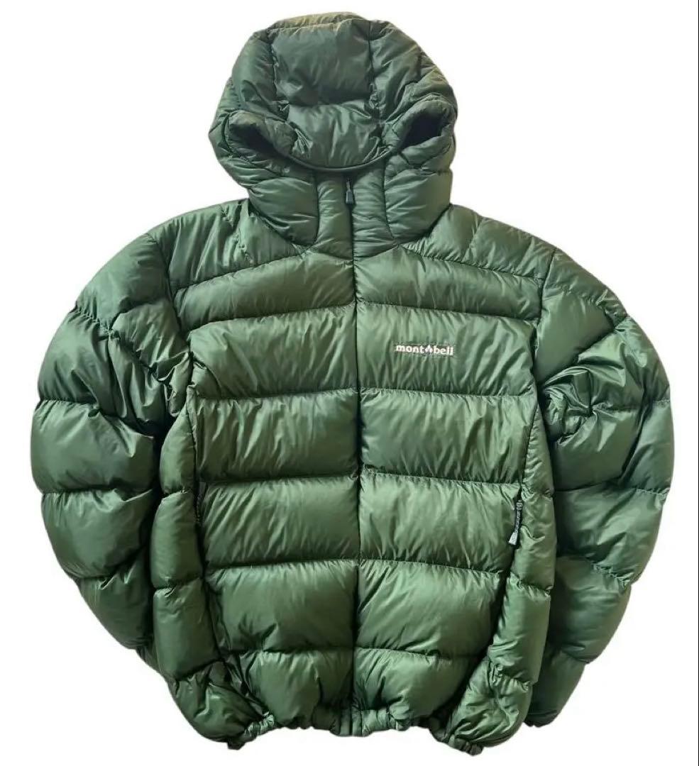 美品 mont-bell ライトアルパインダウンパーカ グリーン L ボリューム