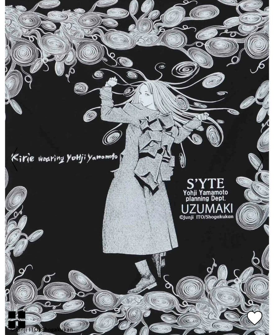 完売品ヨウジヤマモト S'YTE 伊藤潤二 うずまき 桐絵 スカーフ YOHJI