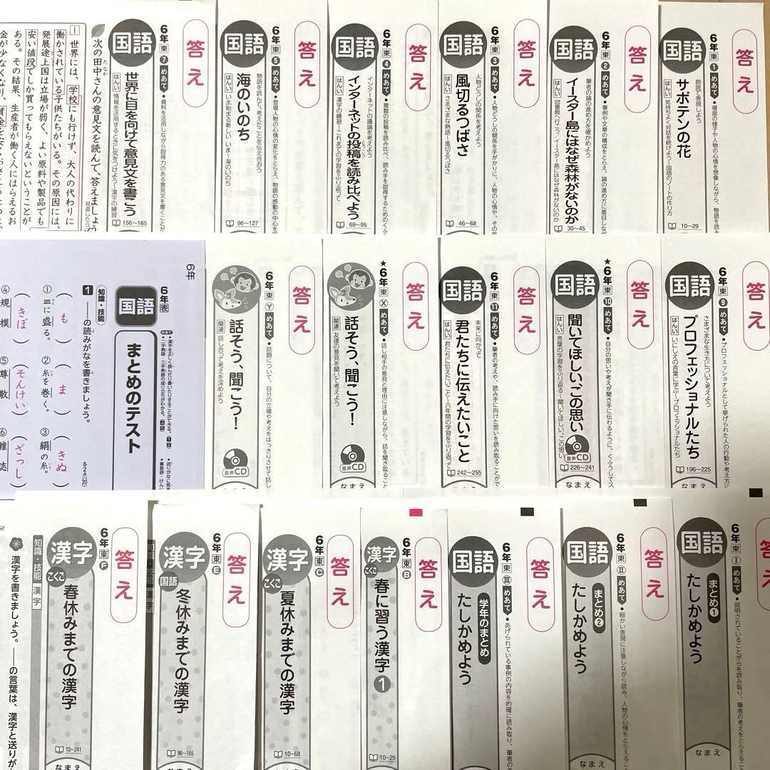 カラーテスト解答 小学6年 1年分 国語 東京書籍 - メルカリ