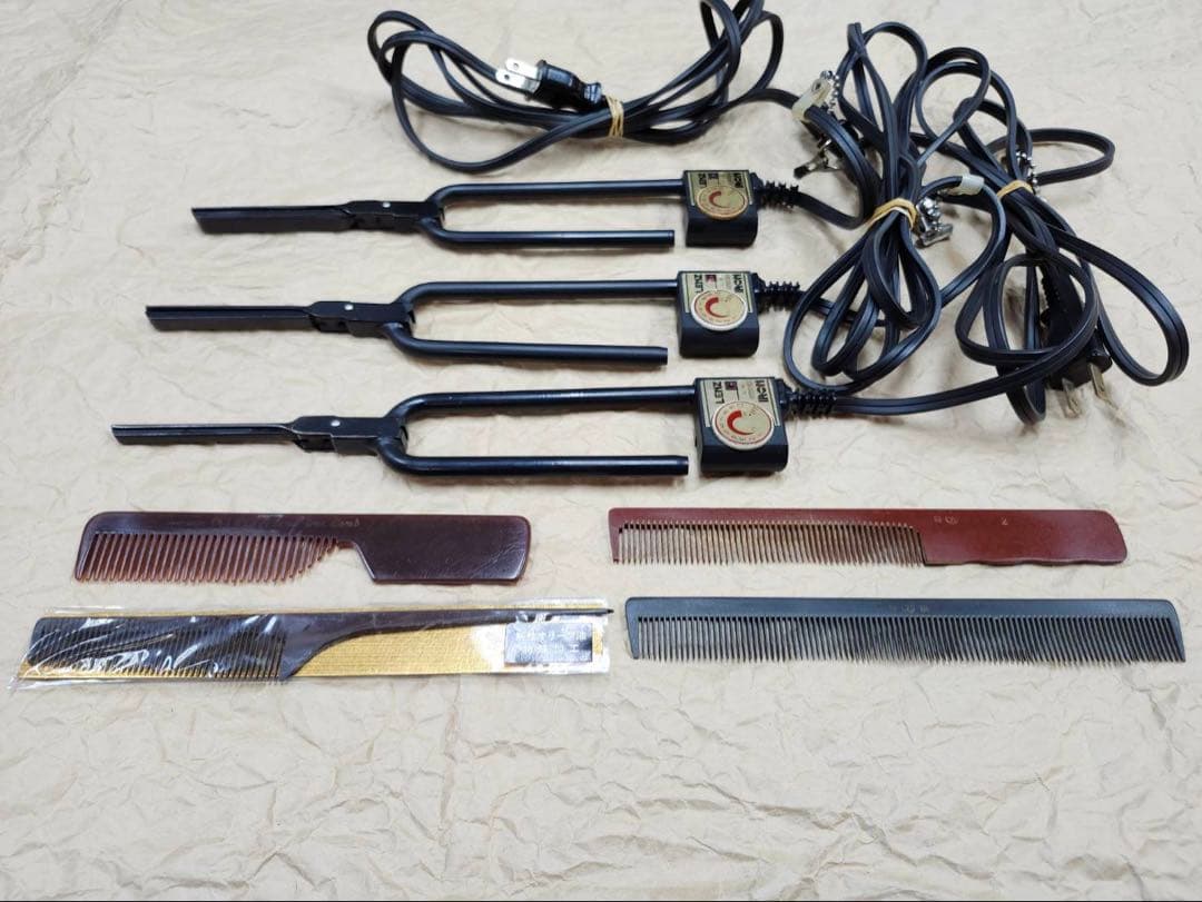 日理レンツアイロン□10㎜8㎜6㎜□中古□アイロンコーム4本□理容美容