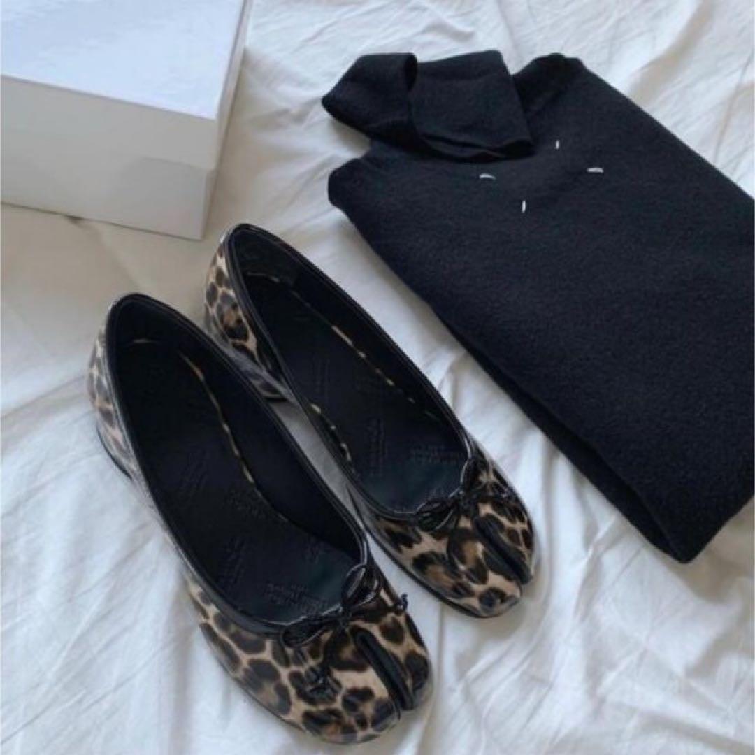 希少 極美品マルジェラ タビ バレエ レオパード 38 24.5㎝ エナメル