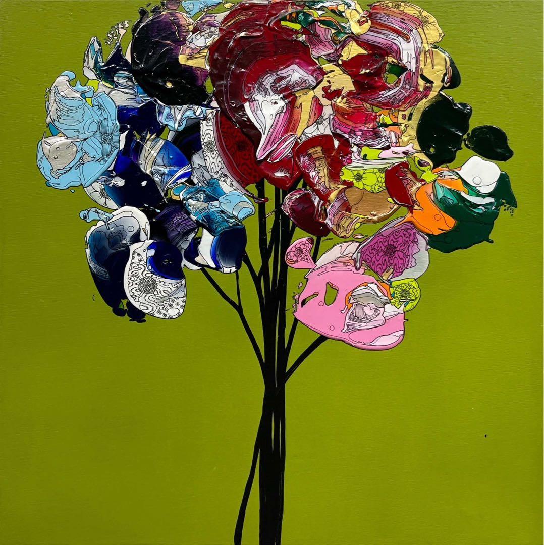 yutaokuda《Colourful Flower 2020／アクリル／S4号 The second phase of Yuta Okuda's solo exhibition will be held at