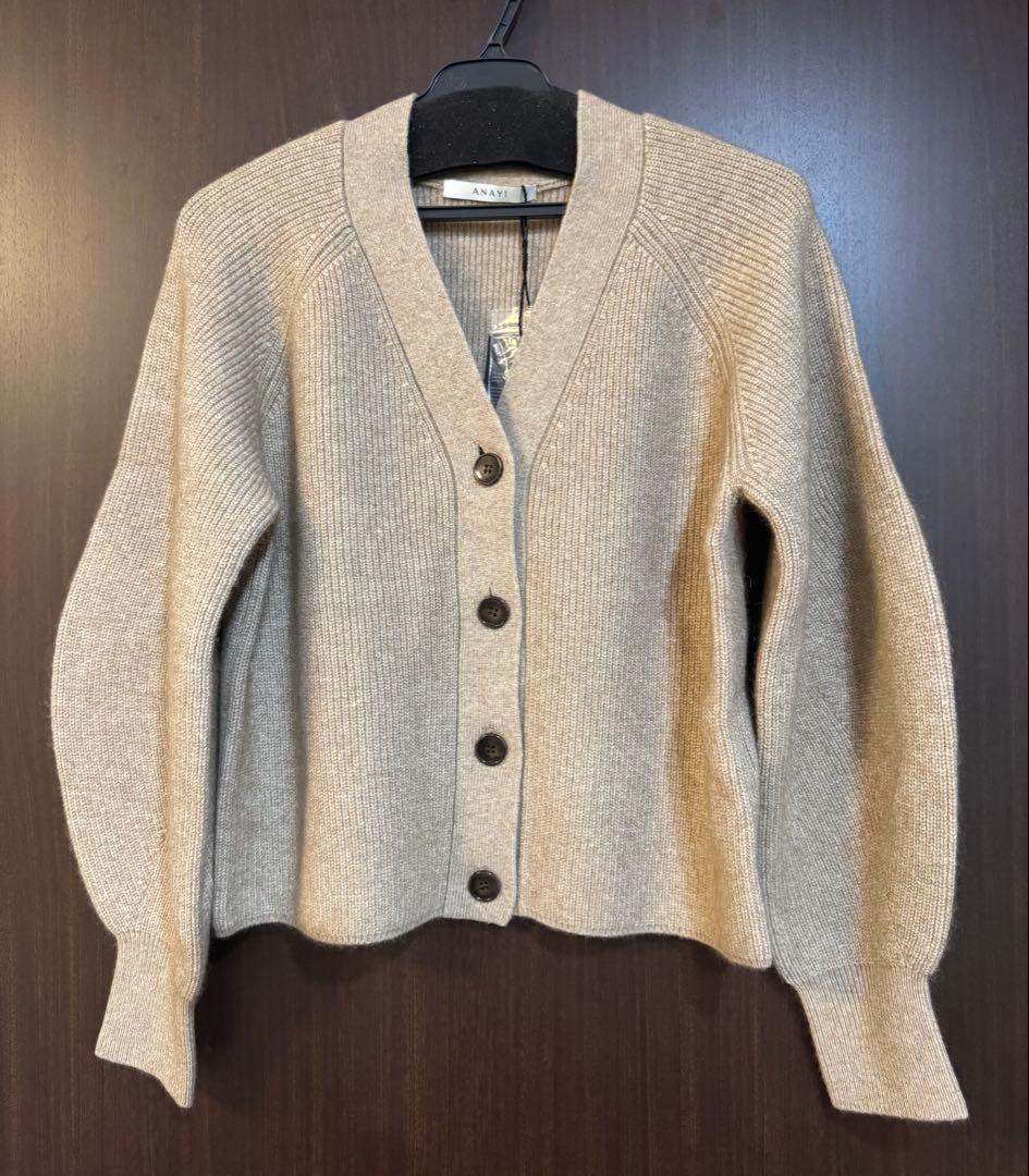 新品タグ付き！ ANAYI ラクーン ウール パフスリーブカーディガン