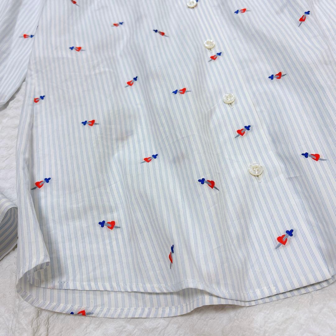 美品✨GUCCI ハート刺繍 リボン ブラウス シャツ ロゴボタン