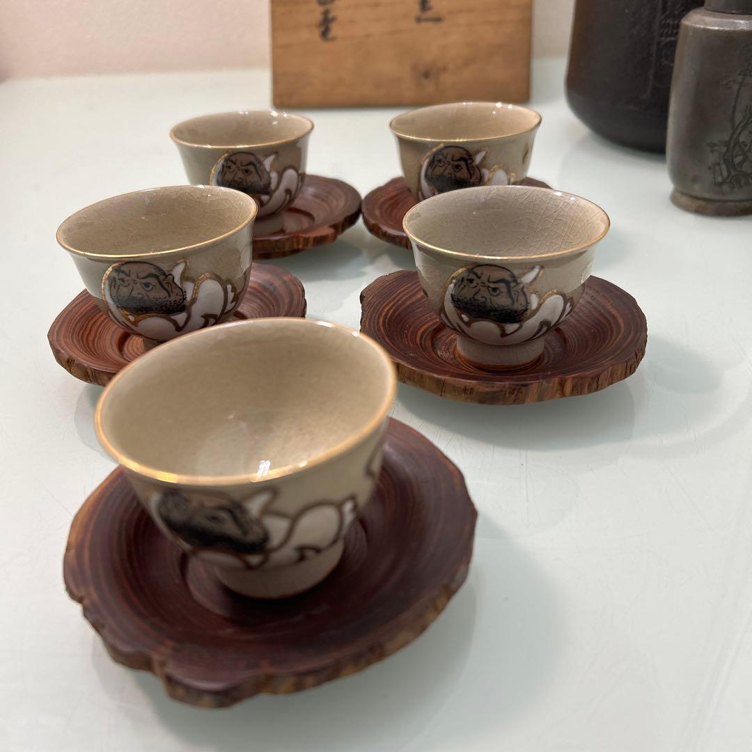 ☆茶道具 九谷焼煎茶器 鉄瓶 錫茶壷 茶盆 銅蟲菓子器☆