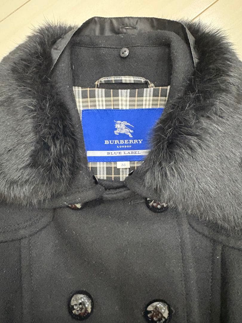 BURBERRY BLUE LABEL ブラックピーコート 38 - メルカリ
