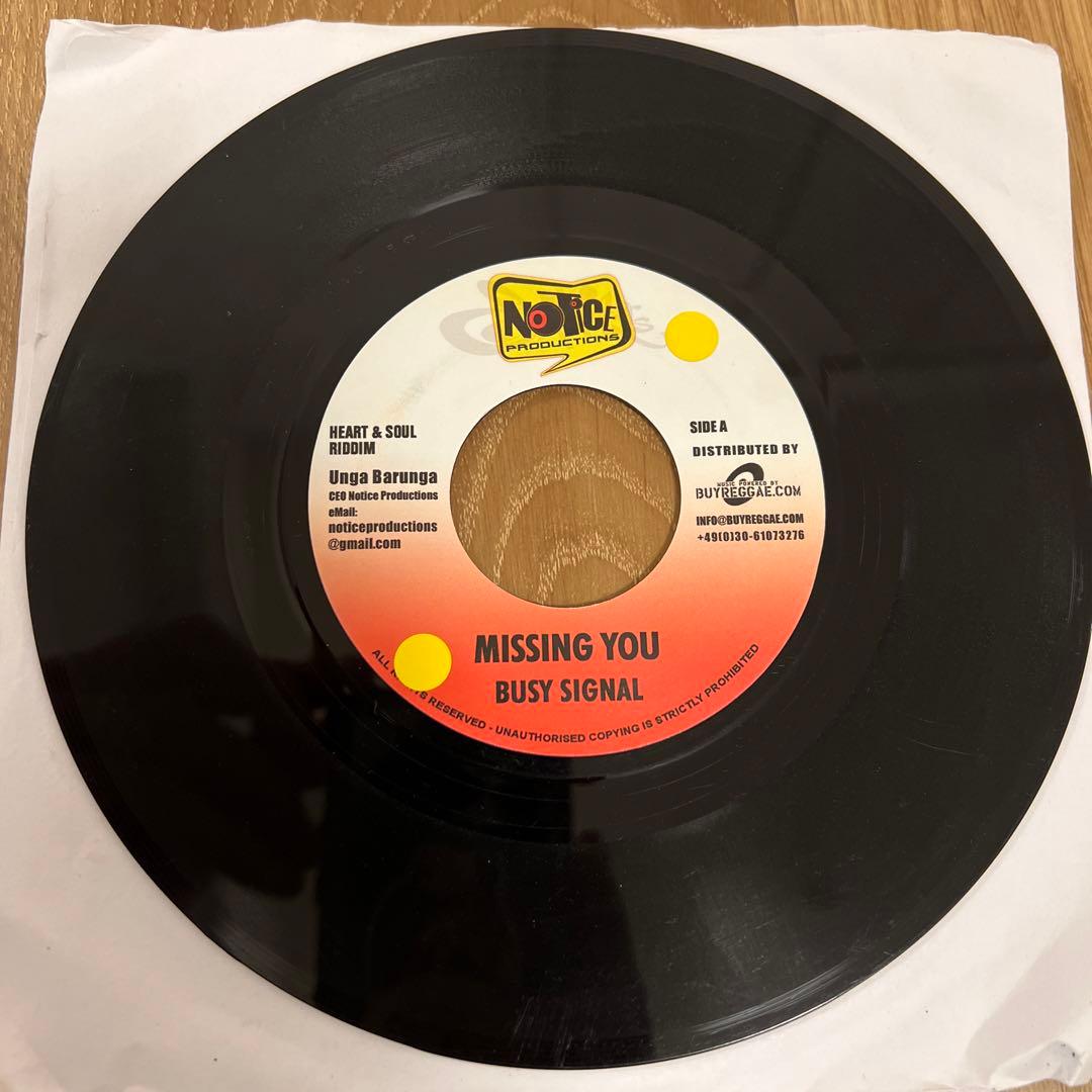 BUSY SIGNAL MISSING YOU 7インチシングル Heart & Soul riddim Busy Signal - Missing You / instrumental