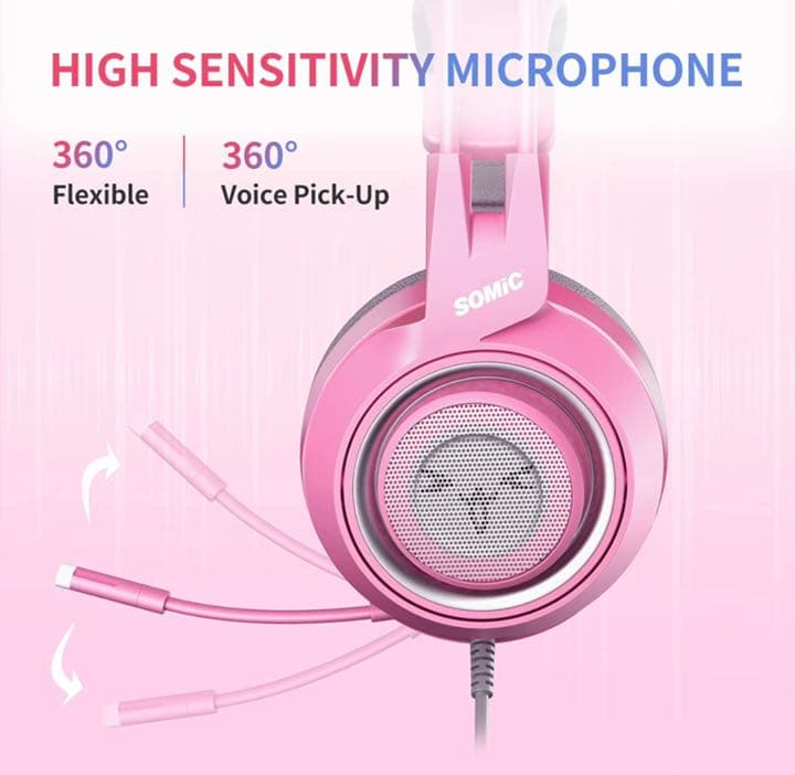 ゲーミングヘッドセット 猫耳ヘッドホン 3.5ｍｍ マイク付き 有線 ステレオ