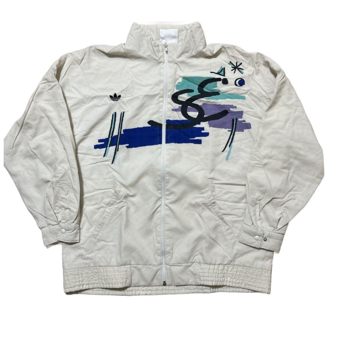90s adidas ステファンエドバーグ ウィンドブレーカー L 白 青 - メルカリ