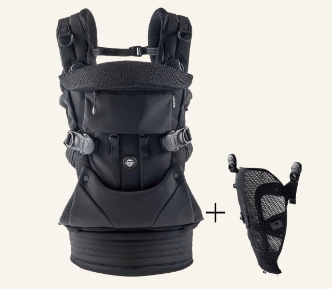 美品 エアバギー ベビーキャリア・ベーシックプラス　ブラック　抱っこ紐 A.B.C AIRBUGGY BABY CARRIER BASIC PLUS - AIRBUGGY | ベビーカーの
